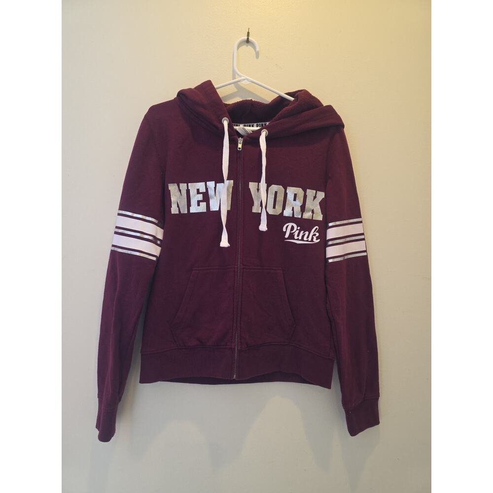 Victoria's Secret PINK Jacket Medium Long Sleeve Hooded Burgundy